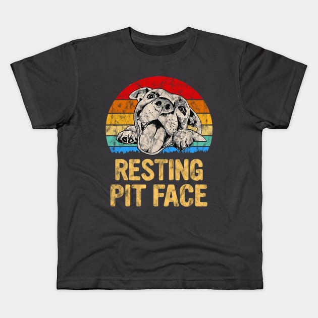 Vintage Pitbull Resting Pit Face - Funny Pitbull Lovers T-Shirt - Adopt ABulls Rescue - Resting Pit Face t-shirt Kids T-Shirt by andreson